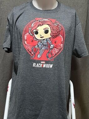 Men’s Marvel Black Widow Tee - Gray with Red Graphic